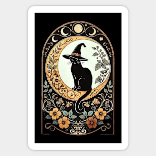 Black Cat Witch Sticker
